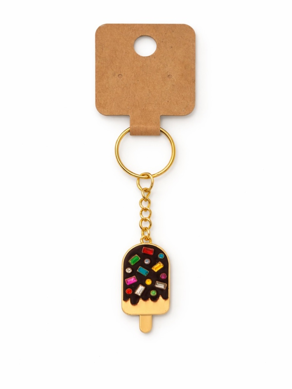 NEW Popsicle Ice Cream Keychain Gold Rhinestone - Bag Charm